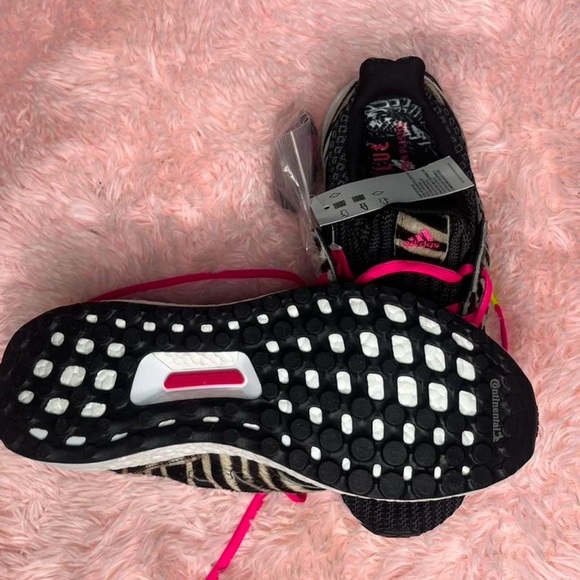 adidas Black and White Sneakers with Pink Accents - Picture 2 of 3